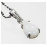 Vintage Sterling Silver and Opal Necklace - 2.11