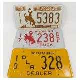 Group of 3 Wyoming License Plates - 1978, 1988
