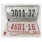 Pair of Montana License Plates - 1988 & 1998