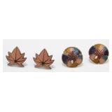 Two Pairs of Vintage Cloisonnï¿½ Pierced Earrings -