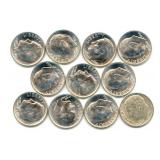 10 Silver Roosevelt Dimes - 9 Dimes are 1960 BU