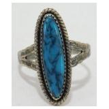 Sterling Silver Turquoise Ring, Southwest Navajo