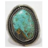 Sterling Silver Turquoise Ring, Southwest Navajo