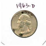 1963-D Washington Silver Quarter