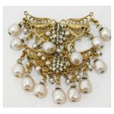 Vintage Miriam Haskell Goldtone Dangle Brooch