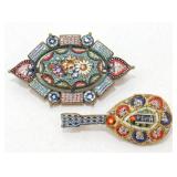 Pair of Italian Micro-Mosaic Jewelry Pins