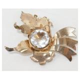 Goldtone Fashion Jewelry Leaf Brooch with Large