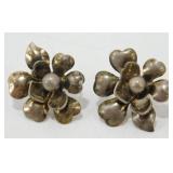Vintage Sterling Silver Floral Earrings