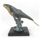 Vintage Bronze Brass Humpback Whale Sculpture on