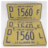 (3) 1984 Illinois License Plates