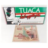 * Pig 1990 Calendar and P.O.S. Tuaca Hot Apple
