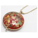 Vintage Cloisonnï¿½ and Gold Bead Necklace -