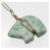 Vintage Jade Bear on Gold-Filled Chain - 20" Long