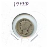 1919-D Mercury Silver Dime