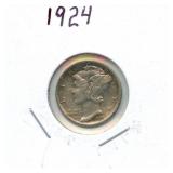 1924 Mercury Silver Dime