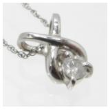 10K White Gold and Diamond Necklace - 1.08 Grams