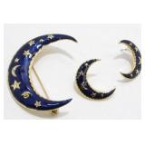 Jeweled and Enameled Parure Set - Matching Brooch