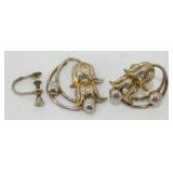 Vintage Sterling Silver Floral Motif Earrings