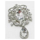 Rhinestone Brooch with Drop - Sparkly Accent