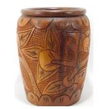 * Wood Carved Vase Container