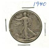 1940 Walking Liberty Silver Half Dollar