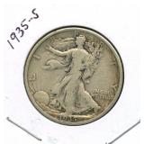 1935-S Walking Liberty Silver Half Dollar