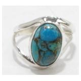 Sterling Silver and Blue Copper Turquoise Ring -