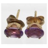 Sterling Silver and Amethyst Pierced Earrings -