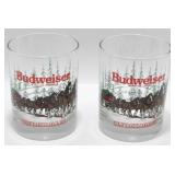 * (2) 1989 Budweiser Clydesdales Holiday Glasses
