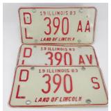 (3) 1983 Illinois License Plates
