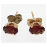 Sterling Silver and Garnet Pierced Earrings -