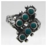 Vintage Sterling Silver and Green Turquoise Ring