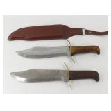 2 Vintage Pakistan Bowie Knives and One Sheath,