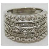Sterling Silver Diamond Fashion Ring, Size 7 and