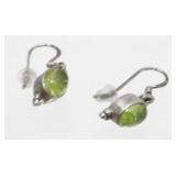 Sterling Silver and Peridot Pierced Earrings -