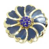 Vintage 1960s Jeweled Center Floral Brooch -