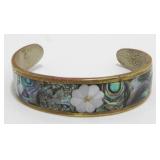 Vintage Alpaca Cuff Bracelet - Inlaid with