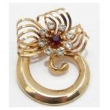 Vintage 1960s Jeweled Brooch - Mid-Century Pin