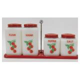 * Vintage Condiment Set - Original Metal Holder,