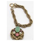 Vintage 1960s Rococo Revival Bracelet - Green