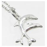 Sterling Silver Dolphin Necklace - 2.55 Grams,