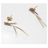 Vintage 14K Tri-Color Dangle Pierced Earrings -