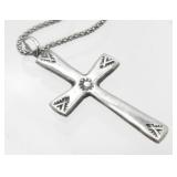 Vintage Sterling Silver Cross Necklace - 6.14