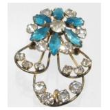 Vintage 1950s 12K Gold-Filled and Jeweled Brooch