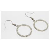 Sterling Silver White Jewel Pierced Earrings -