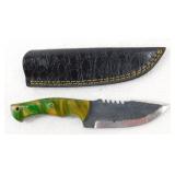 New Custom Hand-Forged Utility Knife with Green &