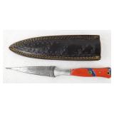 New Custom Damascus Dagger / Boot Knife with Red