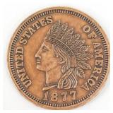 3ï¿½ 1877 INDIAN HEAD PENNY Replica / Paperweight