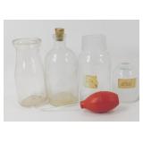 * 3 Vintage Bottles - Milk and 2 Medical