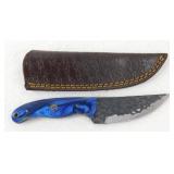 New Custom Hand-Forged Skinner Knife with Blue